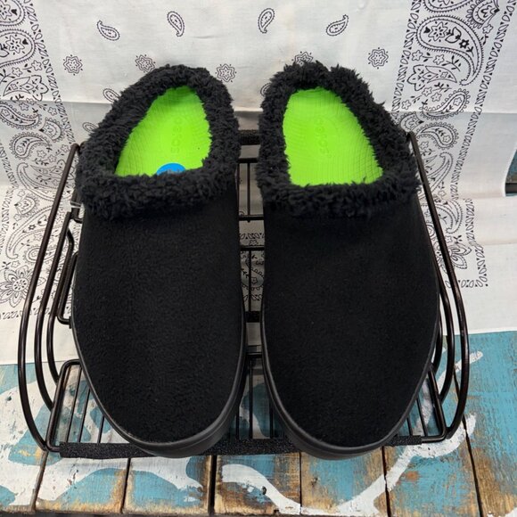 NEW Oofos Oocoozie Sherpa Mule Slipper Recovery Comfort Black Mens Size 10 main image 7